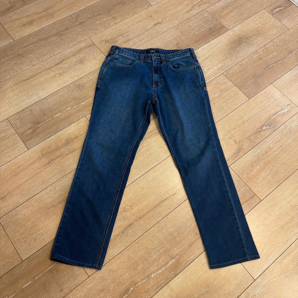 5.11 Tactical Defender-Flex Straight Leg Jeans Mens 34 Dark Wash Indigo Denim